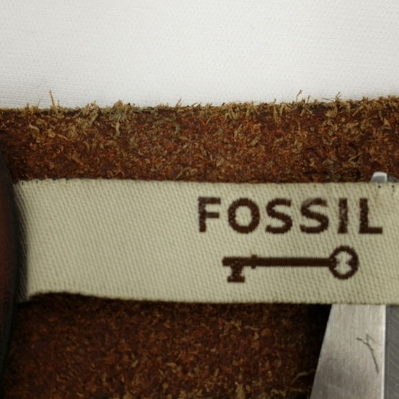 Fossil Women's 30"-34" Braided Brown Leather Adjustable Designer Gold Tone Belt - Picture 6 of 14